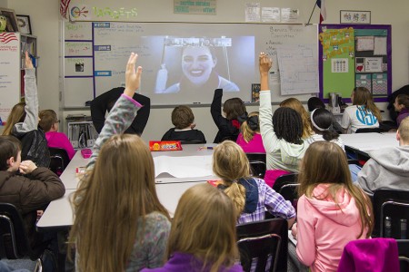 Students meet a professional in STEM through Nepris.