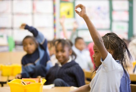 Girl raising hand