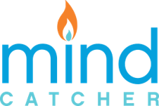 mindcatcher logo with flame over the "i"