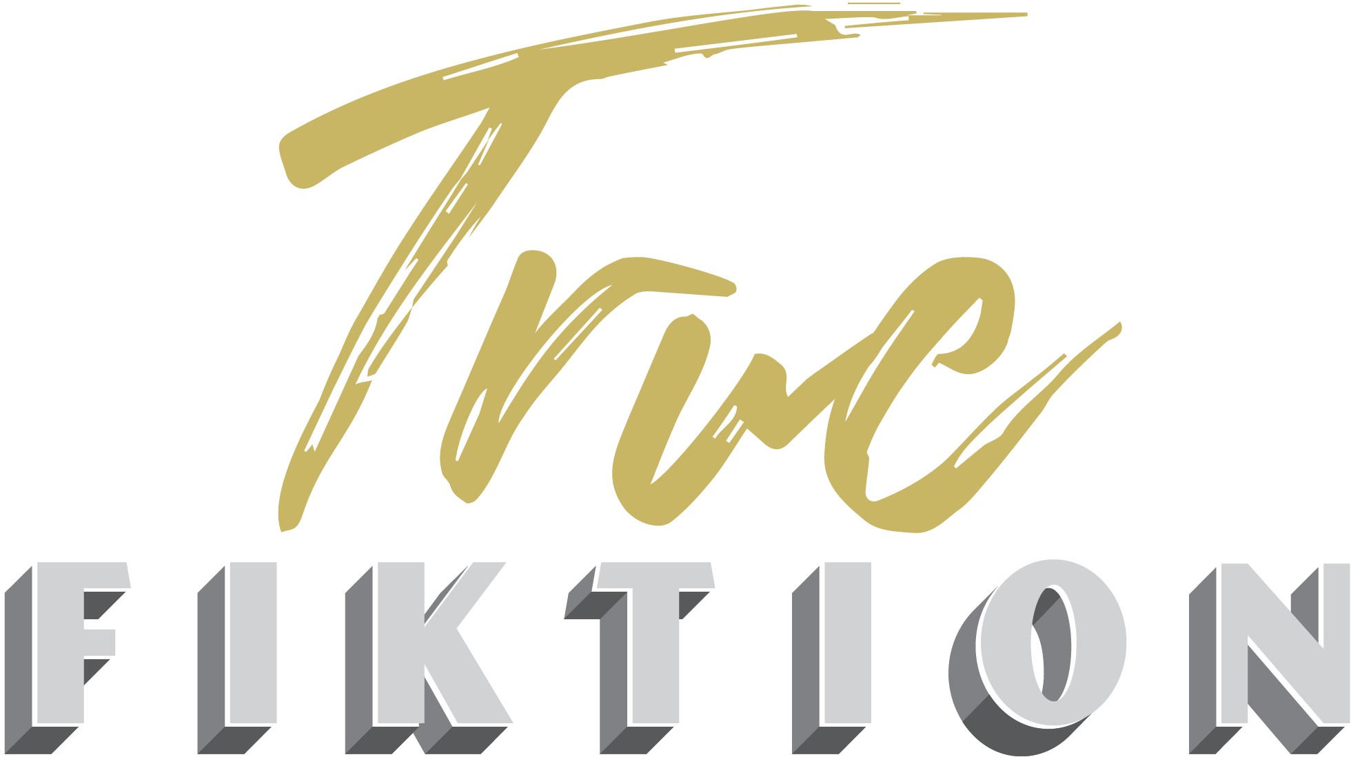True Fiktion logo in gold and silver